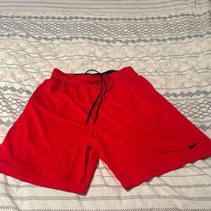 Nike Men’s Medium EUC Bright Red Athletic Shorts with Black Drawstring